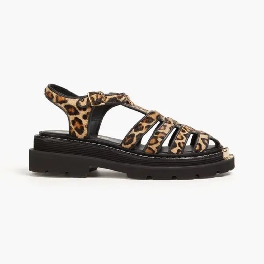 Sandro Leopard Print Strappy Sandals
